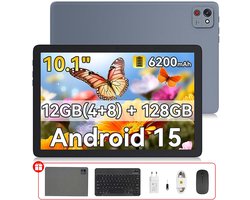 Tablet - CUBOT TAB 65 - 12GB RAM 128GB ROM - 10,1 inch - Android 15 - 6200 mAh - Wi-Fi Dual Band - GPS - Met Toetsenbord(QWERTY), Beschermhoes, Muis - Grijs