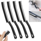 4 Stuks Voegenborstel - Lange Steel - Schoonmaakborstel - Hardborstelige Speetreinigingsborstel - Gap Cleaner - Spleetborstel - Voor Badkamer en Gap - zwart