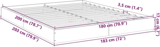 vidaXL - Bedframe - zonder - matras - hout - sonoma - eikenkleurig - 180x200 - cm