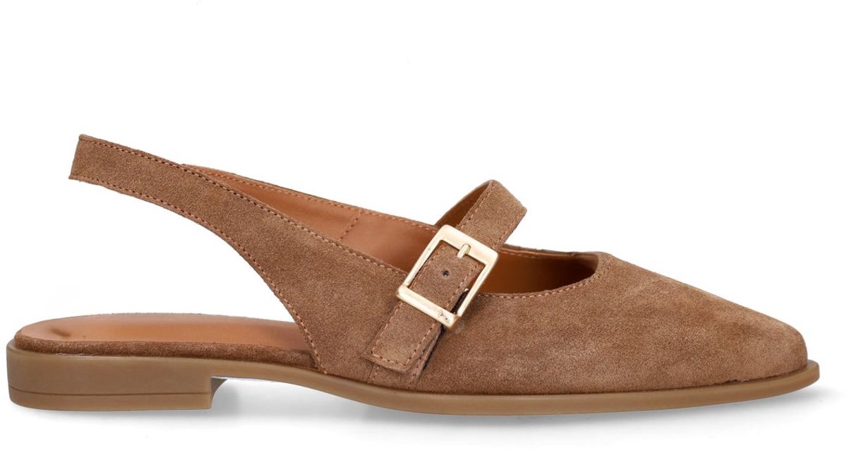 No Stress - Dames - Bruine suède slingbacks - Maat 40