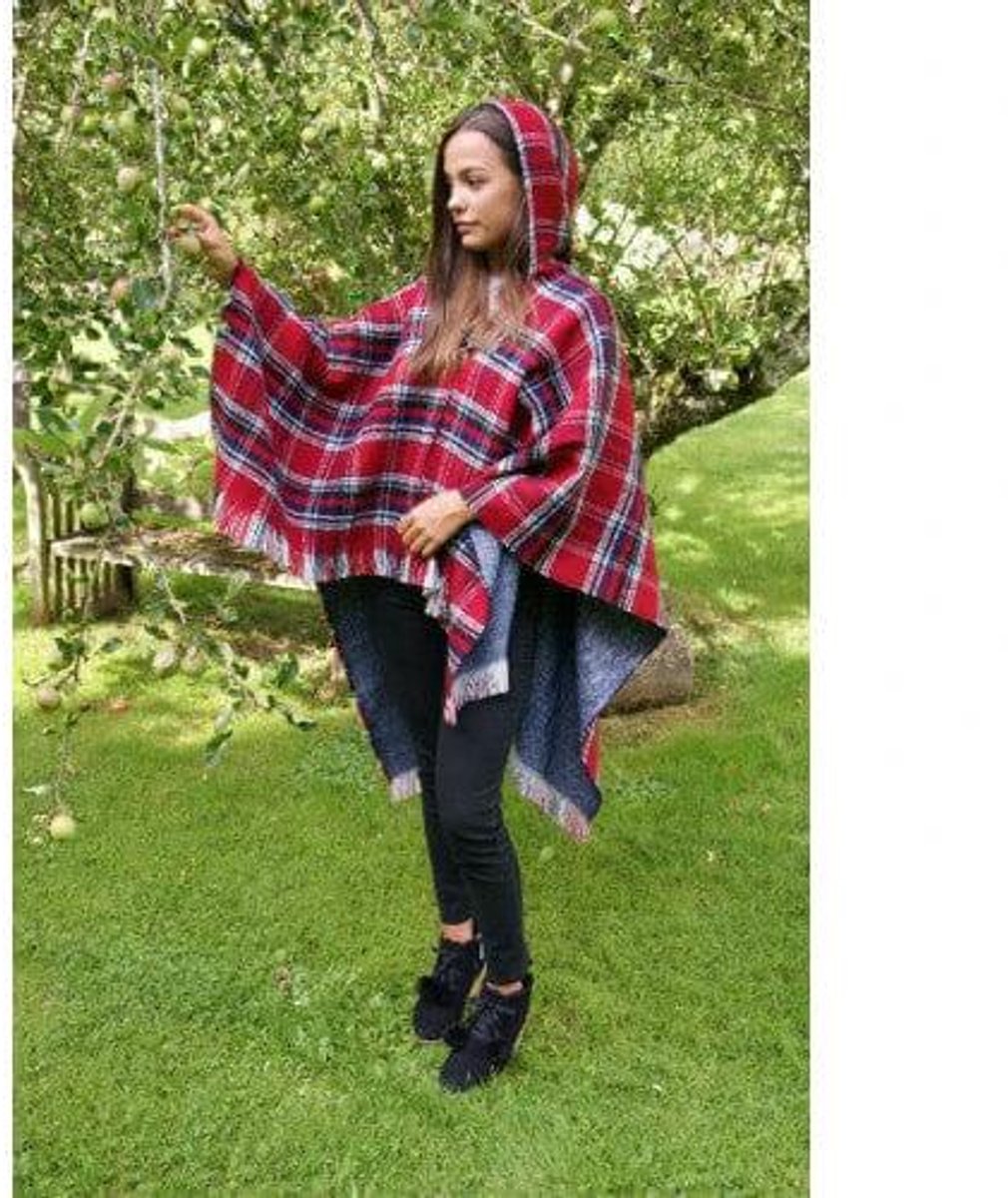 Tartan Poncho Rood - Glen Appin of Scotland