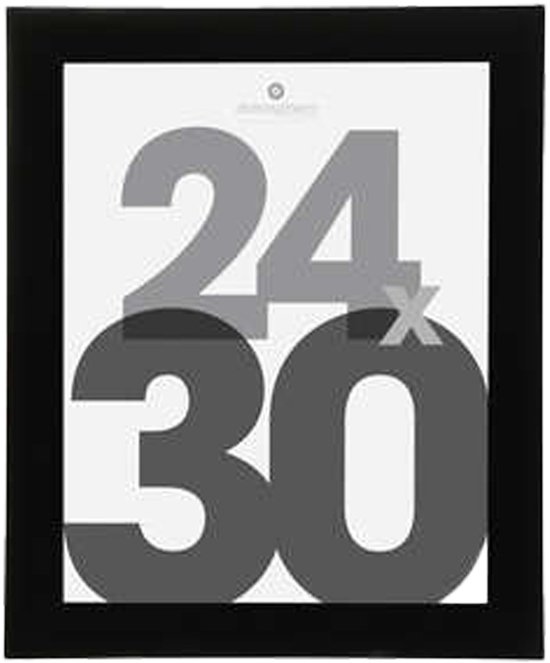 Zwart fotolijstje met '24 x 30' tekst, 24 x 30 cm.