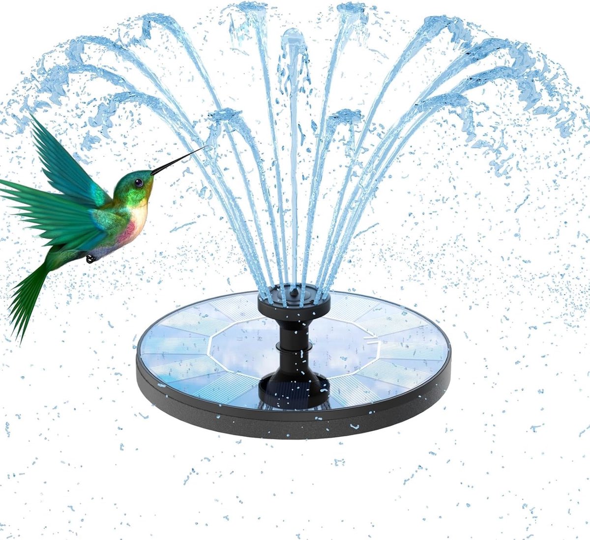 Zonne Fontein - Waterpomp Tuin - Vijver Decoratie - 6 Sproei Stijlen