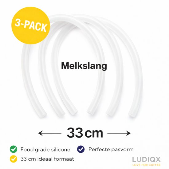 3-pack melkslangen van food-grade siliconen, 33 cm, perfecte pasvorm.