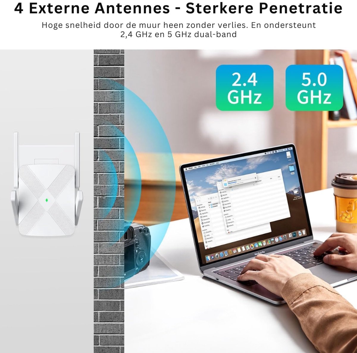 CLVP® WiFi Versterker Stopcontact Dual Band Internet Range Extender - afbeelding 3