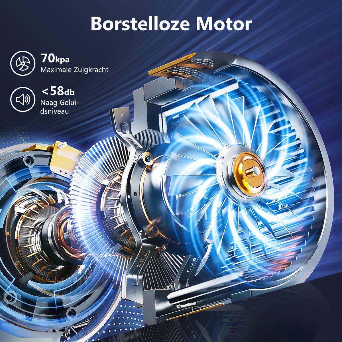 Elekiatech Draadloze Steelstofzuiger 70000Pa Goud - afbeelding 3