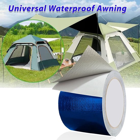 Waterdichte Reparatietape - Luifel Tape Zeil - Buiten Repareren - Glasvezel Versterkt - 8cm x 5.8m - Blauw van Merkloos — afbeelding 4