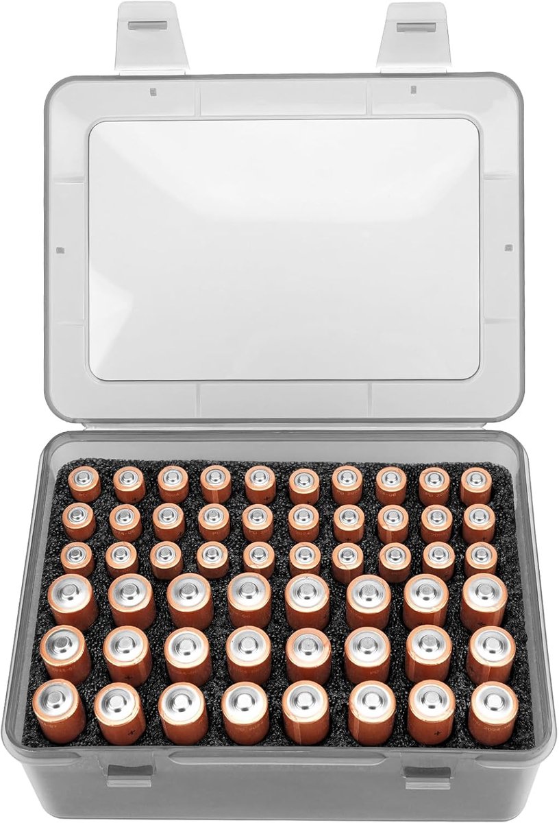 Batterij Organizer - Batterij Opslag - Thuis en Reis - Doorzichtige Klep - 16.5 x 12.3 cm