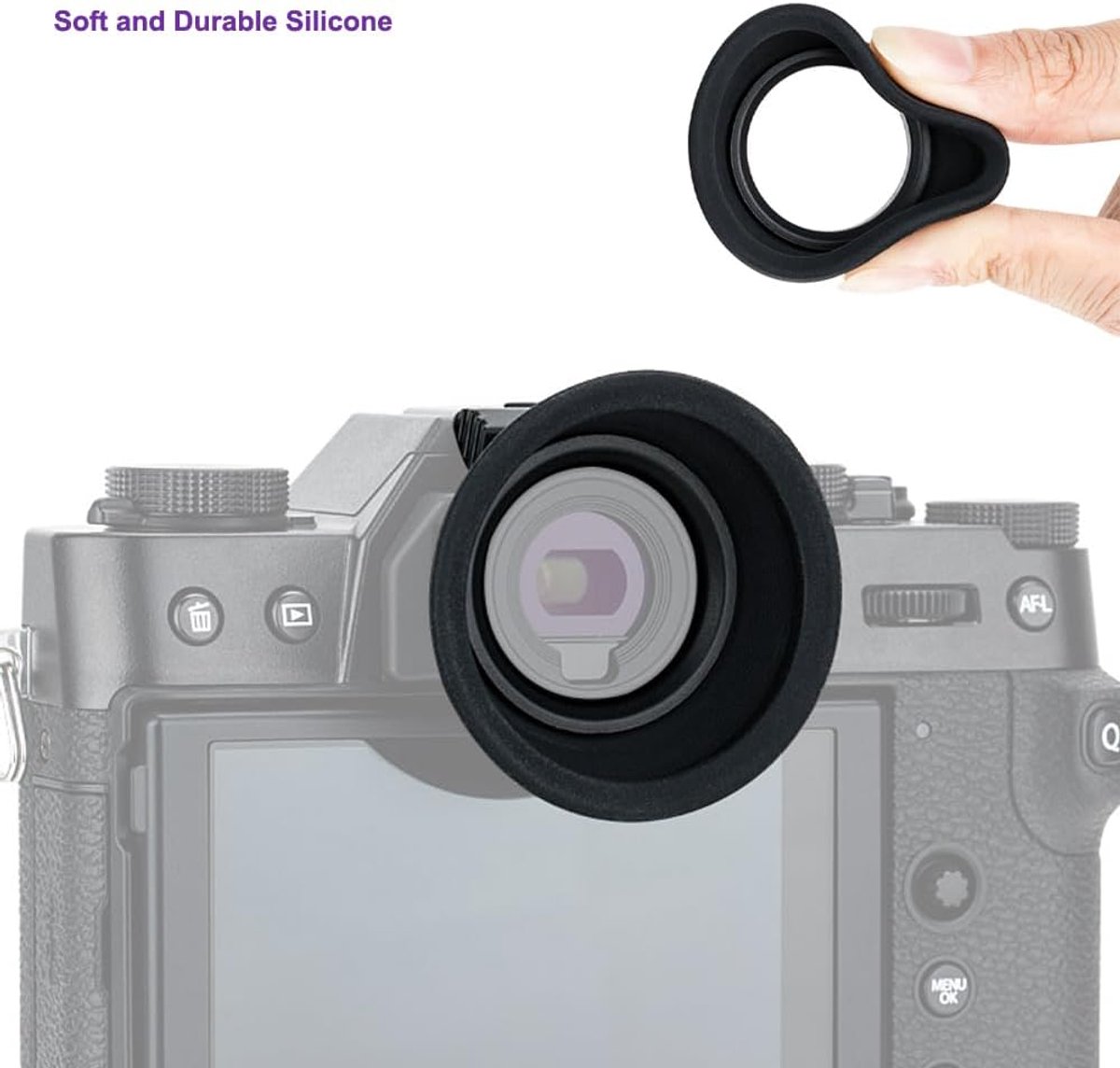 Camera Oogschelp - Verlengde Oculair - Comfortabel Zoeker - Blokkeert Strooilicht - 4 x 5 x 8 cm - Zwart