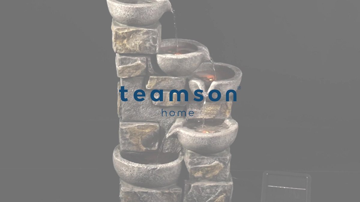 Teamson Home 78 cm 4-laags trapsgewijze waterfontein op zonne-energie voor buitenruimtes, terracotta