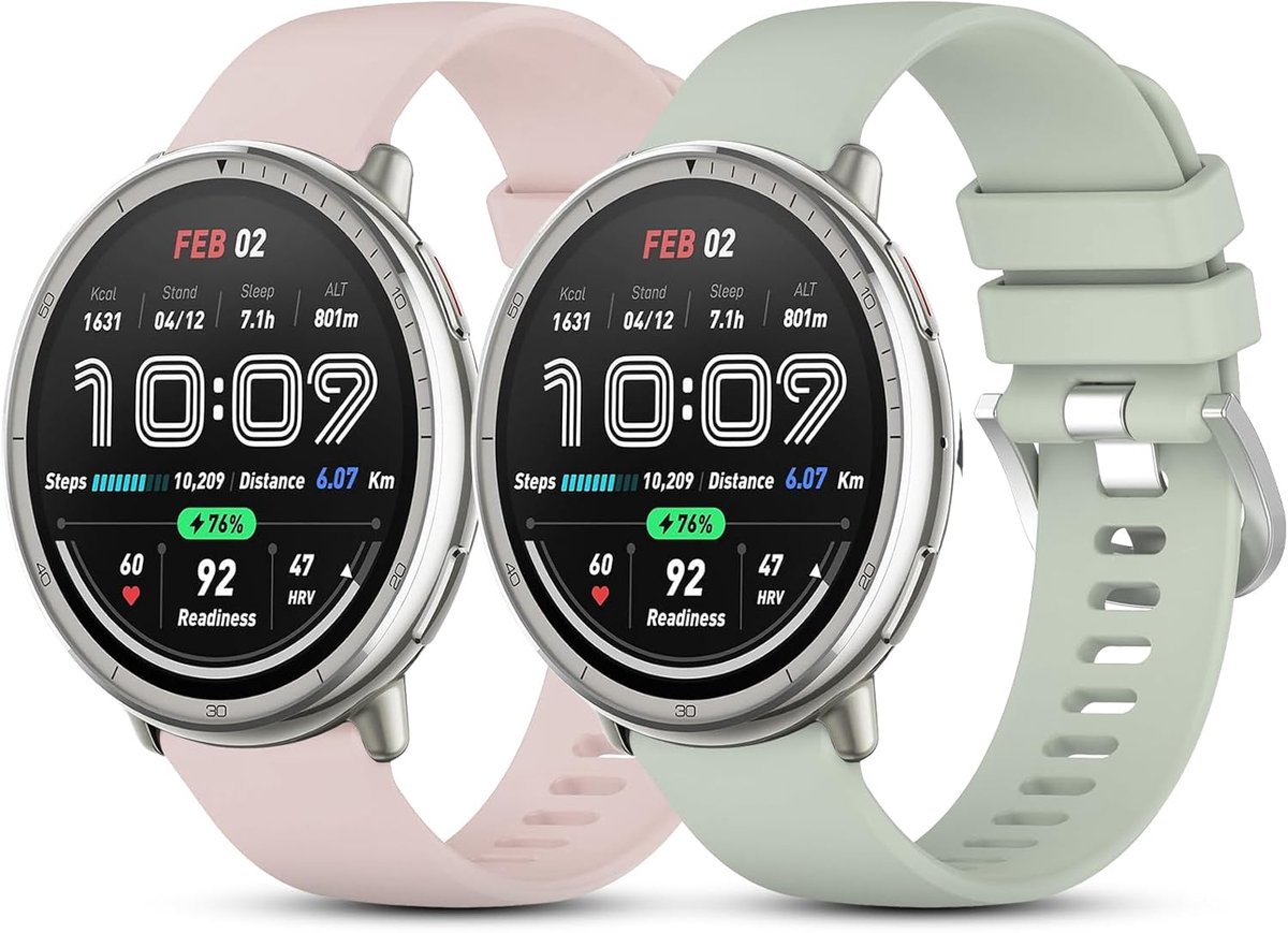 Siliconen Armband - Reservebandje Smartwatch - Sport & Dagelijks - 2 Stuks Set - 20 mm Breed