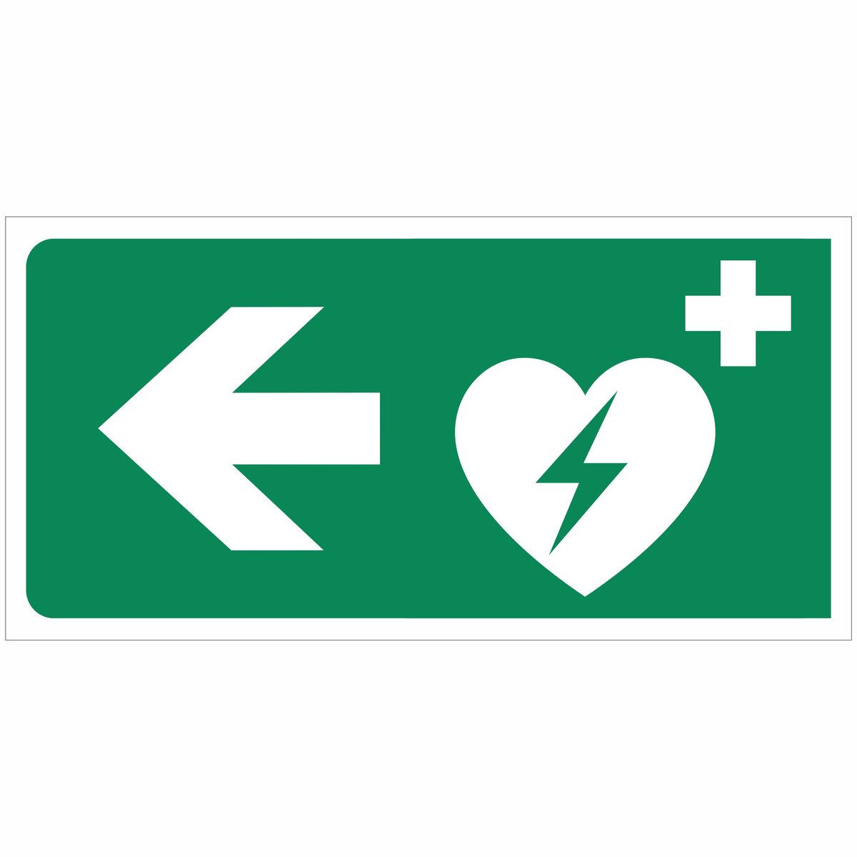 AED links REFLECTEREND (7-10 jaar buitengebruik) 40x20 cm sticker