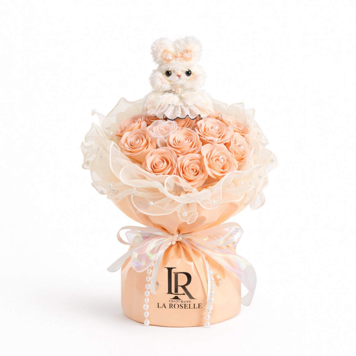 La Roselle Amsterdam Kunstbloemen box Cadeau Voor Vaderdag - Nepbloemen met Knuffel, Tasje en Kaartje -