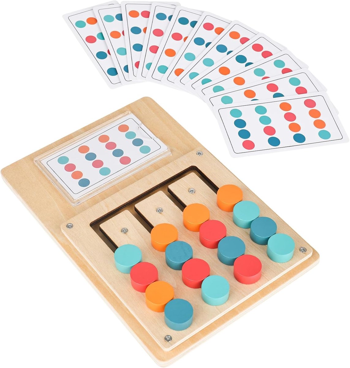 Houten Puzzel - Cognitieve Spelletjes - Hersentraining Ouderen - 24 Spelvarianten - 23 x 16 x 3 cm - Houtkleur