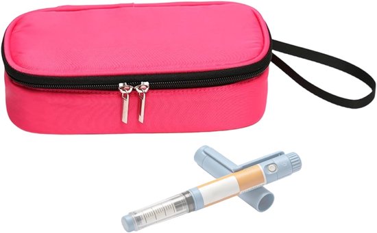 Reis Koeltas - Isolatie Opbergtas - Medicatie Transport - Waterdicht Nylon Materiaal - 21x11x6.5cm - Felroze — afbeelding 5