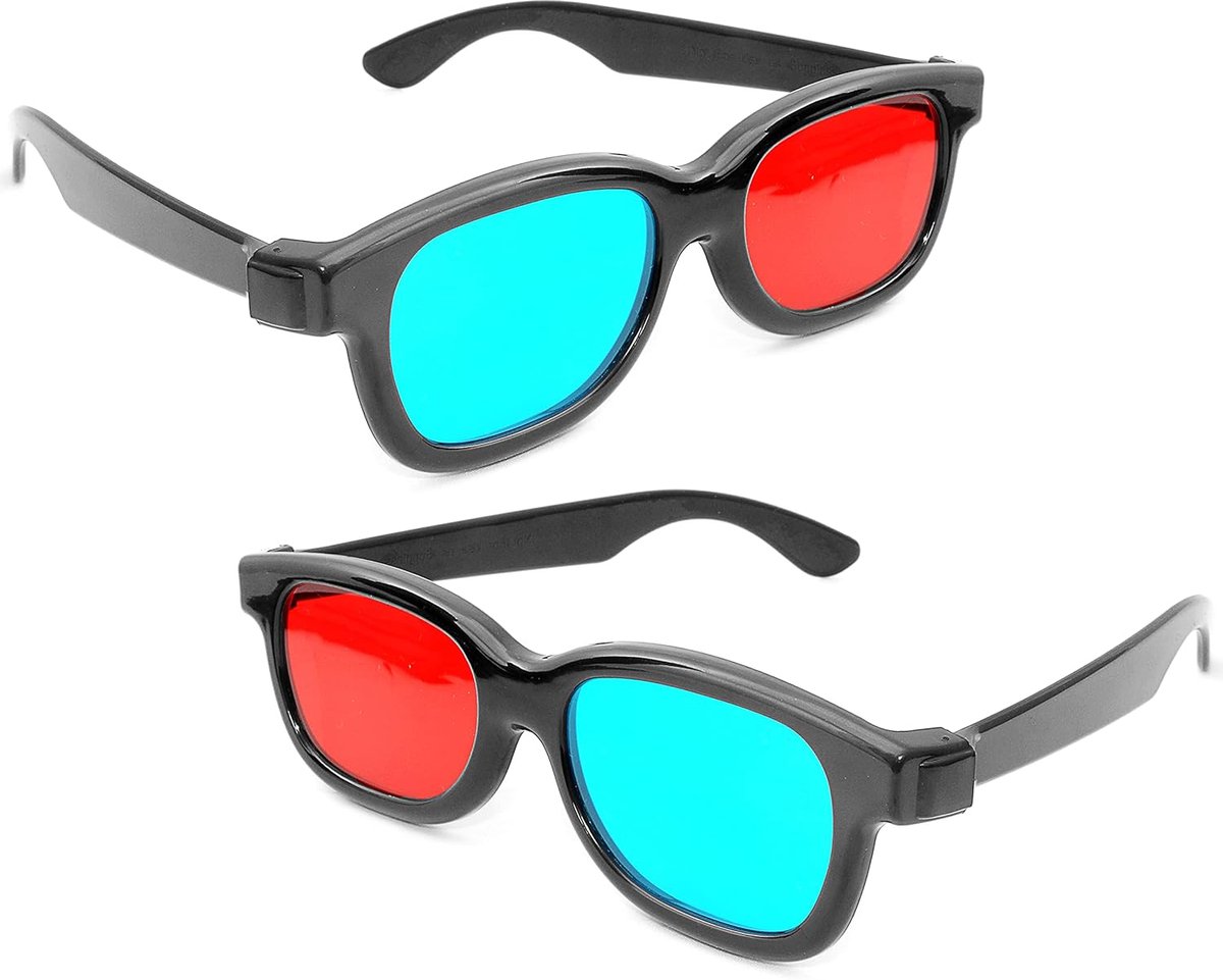 3D Anaglyfenbril - Rood Cyaan Bril - 3D Beeldervaring - Inklapbaar Montuur - 15 cm Breed - Zwart
