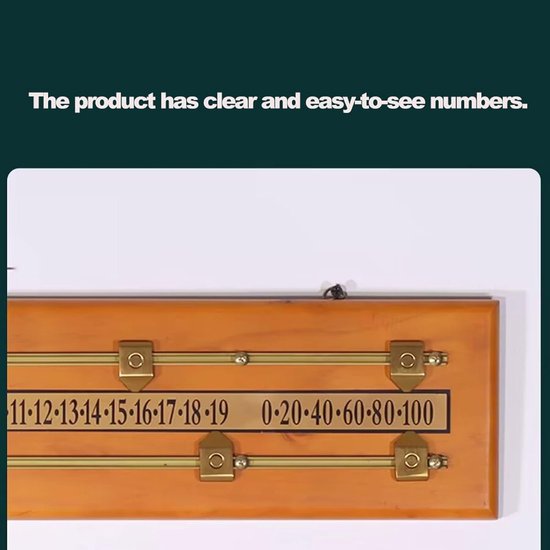 Scorebord - Biljart teller - Spel bijhouden - Wandmontage ontwerp - 445 x 13 cm - Bruin — afbeelding 2