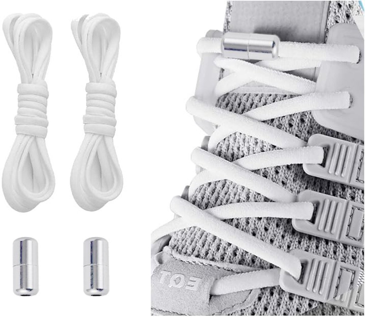 Elastische Schoenveters met Metalen Draaisluiting - Zonder Strikken - Comfortabele Elastische Veters voor Kinderen, Volwassenen & Senioren - Instap Schoenen Systeem