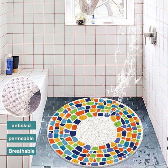 Douchemat Rond - Antislip Mat - Veilig Douchen - Sneldrogend met Gaten - 60 cm Diameter van Merkloos — afbeelding 4