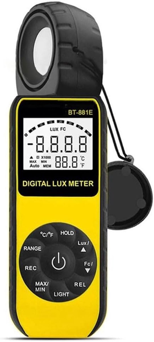 Lichtmeter - Luxmeter - Lichtmeting - Temperatuurmeting - 1-300.000 Lux - Zwart Geel