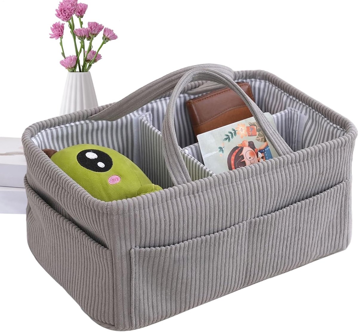 Luier Organizer - Opbergmand Babykamer - Baby Verzorging - Veelzijdige Opbergtas - 38x25x18cm - Grijs