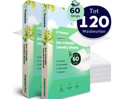 Fressea Wasstrips 120 Wasbeurten - Wasmiddel Strips - Plasticvrij & Vegan Wasmiddeldoekjes (Parfumvrij)