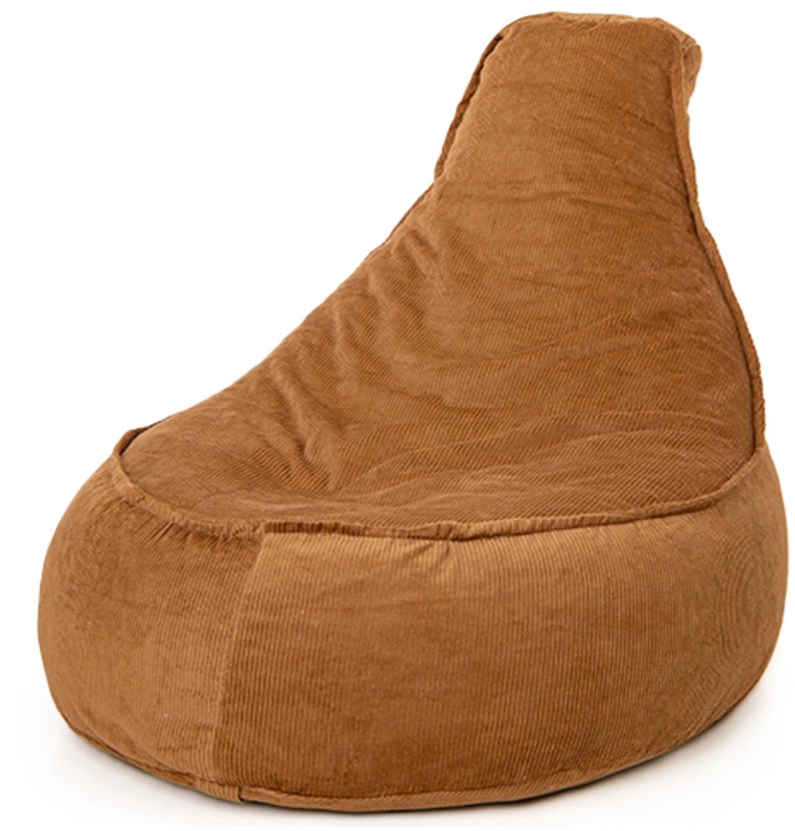 Drop & Sit Stoel Zitzak Ribstof - Zitzakfauteuil - Woonkamerzitzak – Cognac – Junior – Voor Binnen