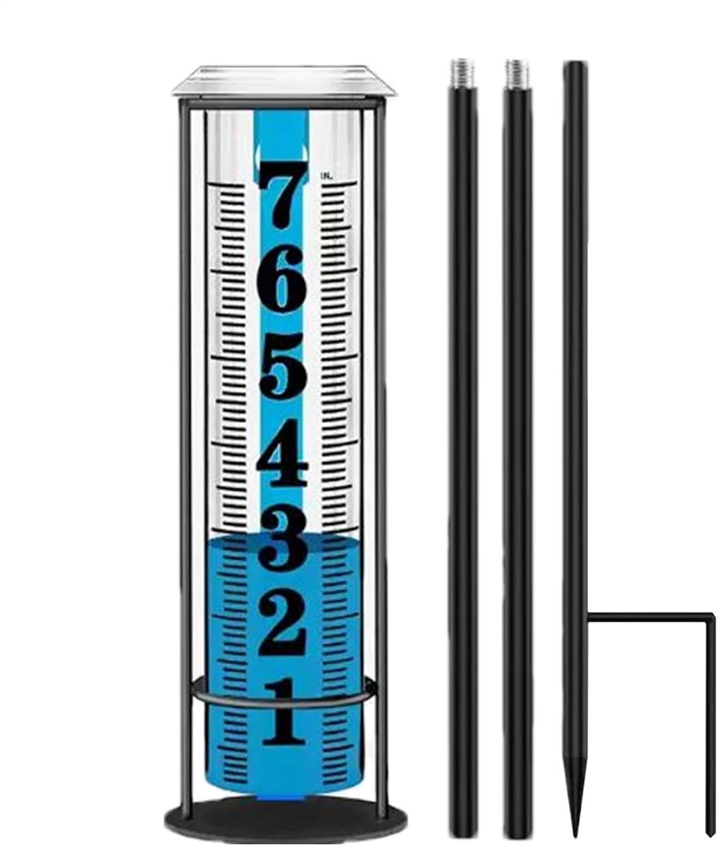 Regenmeter Tuin - Water Meter - Buiten Meten - Met Grondpen - 27cm Hoog - Transparant