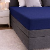 24-Bedding - Duopak 2 stuks !! - Jersey Hoeslaken - 100% katoen - 1 persoons - 80x220 cm - Marine - 30 cm