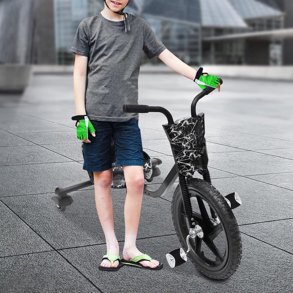 Verstelbare Drift Trike - Kinderscooter Skelter - Buitenspelen Plezier - Grote Wielbasis - 7.3kg Gewicht - Zwart