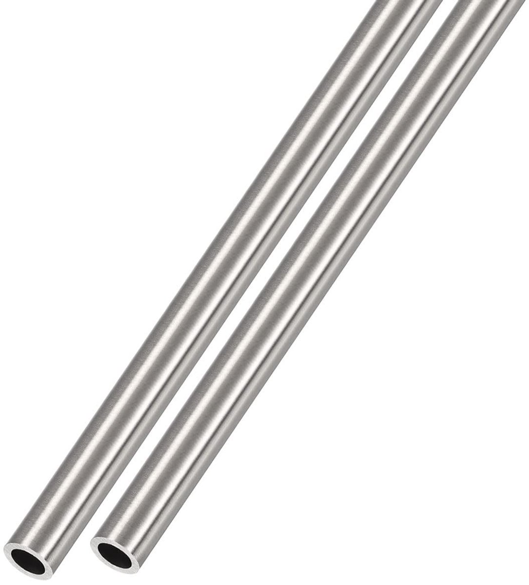 Allecto - Roestvrij Staal Buis - Pijp - 2 Stuks - Recht - 300mm Lang - Voor Thuis - Meubels - Machines - Zilver - 6mm - 1mm Dikwandig