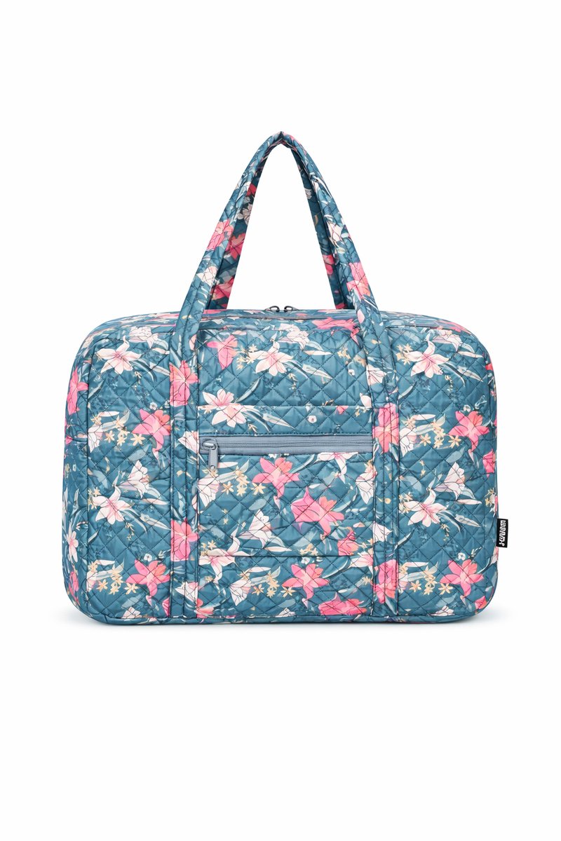 Weekendtas Dames met Bloemenprint - Gewatteerde Reistas & Vluchttas - Ruim & Lichtgewicht