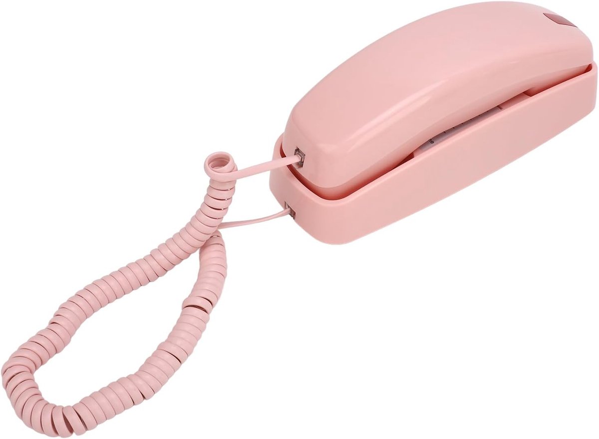 Vaste Huistelefoon - Seniorentelefoon Kantoor - Gemakkelijk Bellen - Lijngevoed Geen Stroom - Bureau Muurmontage - Roze