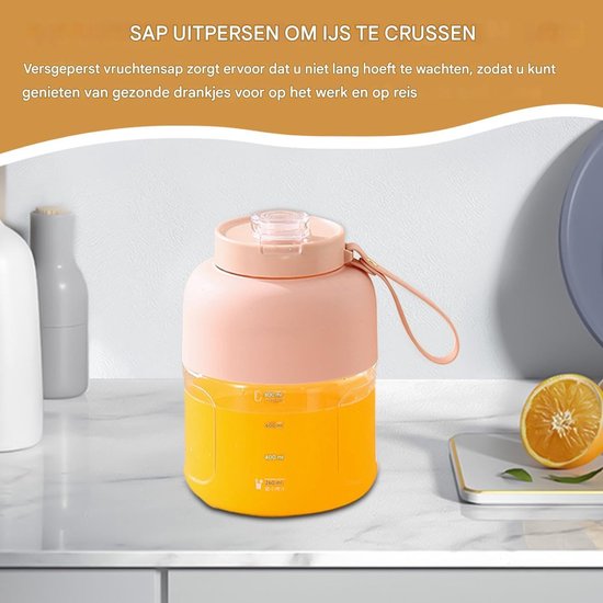 Draagbare Blender - Persoonlijke Mixer - Gezonde Drankjes Maken - Oplaadbaar Draadloos - 12 x 12 x 24 cm - Roze — afbeelding 5