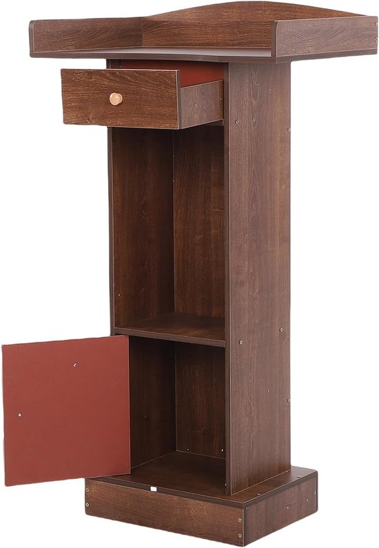 Mobiele Lessenaar Met Wielen – Massief Houten Preekstoel, 106x60x40 Cm, Opvouwbaar, Voor Kerk, Receptie, Vergaderruimte En Presentaties