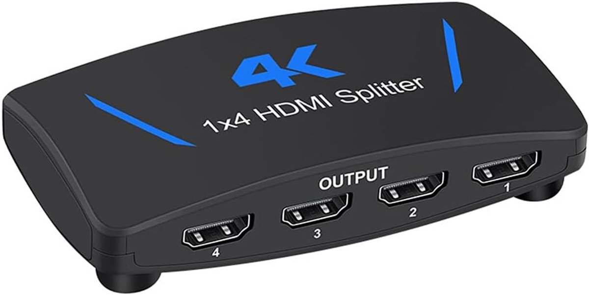 HDMI-splitter - Verdeler Box - Meerdere Schermen - 1 In 4 Uit - 11.2 x 6 x 2.2 cm - Zwart
