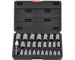 VEVOR 27-Delige Bout- en Schroefverwijderset, Zeskantige Multi-Tands Set Met Adapters en Stevige Opbergkoffer (Zwart), Schroefverwijderaar Van Chroom-Molybdeenstaal voor Het Verwijderen Van Bouten en Schroeven
