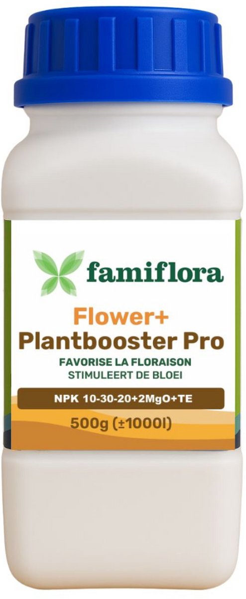 Famiflora meststof voor binnen- & buitenplanten - 500 g - Geschikt voor binnen- en buitenplanten, ook hydrocultuur en aeroponica - Stimuleert rijke bloemvorming en weelderige bloei