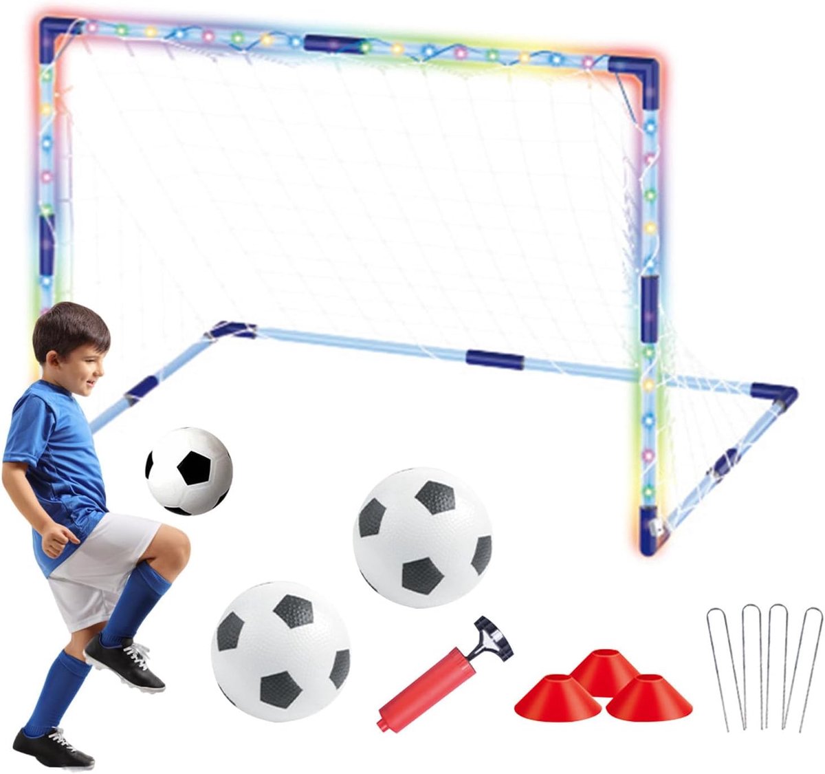 Kindervoetbaldoelen - Opvouwbaar pop-up - Buiten trainen - Compleet met accessoires - 95 x 69 x 69 cm