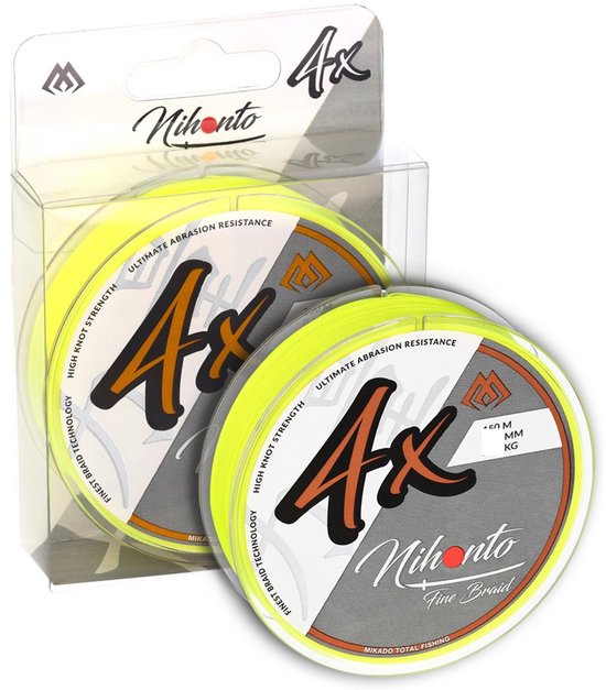 Ligne tressée | Tresse fine Nihonto | 0/20,2 kg/150 m | Jaune fluo | Mikado | Line tressée
