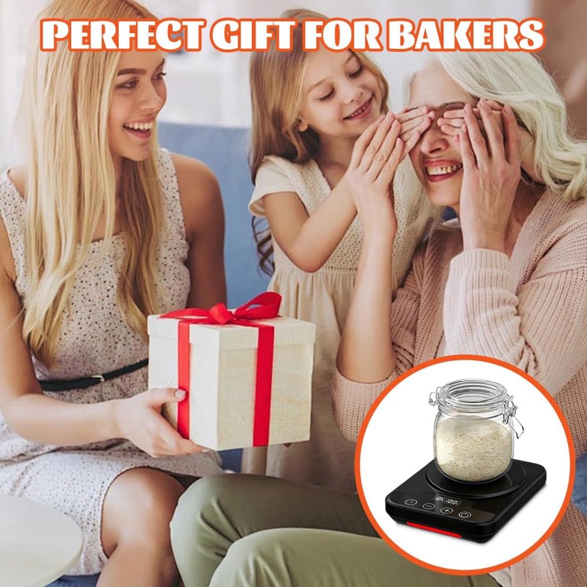 Verwarmingsmat voor natuurlijke zuurdesemstarter — Speciaal ontworpen voor het kweken van starters — Ingebouwde 12-uurs timer — 21–38°C — Ideaal voor thuis brood bakken — Zwart thumbnail 4