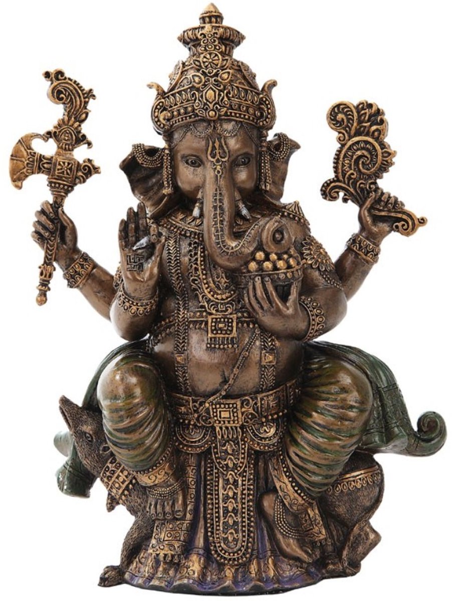 Boutique Trukado - Beeld/figuur - Ganesha Hindoeïstische God Zittend - hoogte 20,3cm