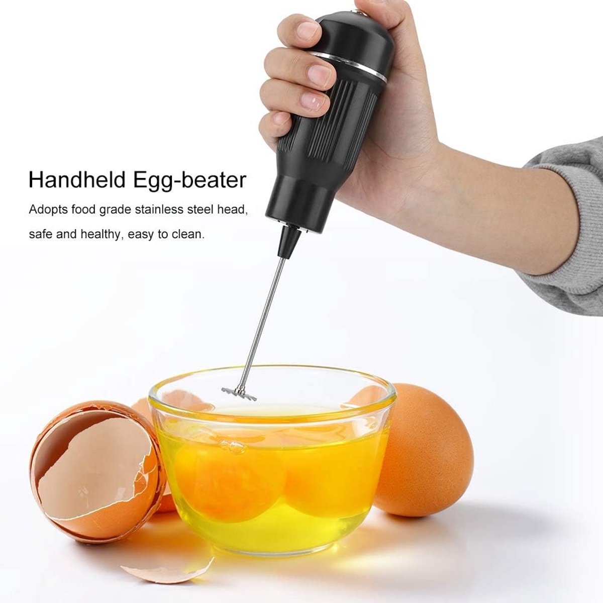 Elektrische Handmixer - Draadloze Klopper - Snel Beslag Maken - Batterijgevoed Gemak - 26 x 5 cm - Zwart