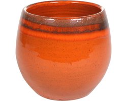 Bloempot Charlotte - Plantenpot Sierpot - Planten Buiten - Keramiek Materiaal - 19 cm Doorsnede - Oranje