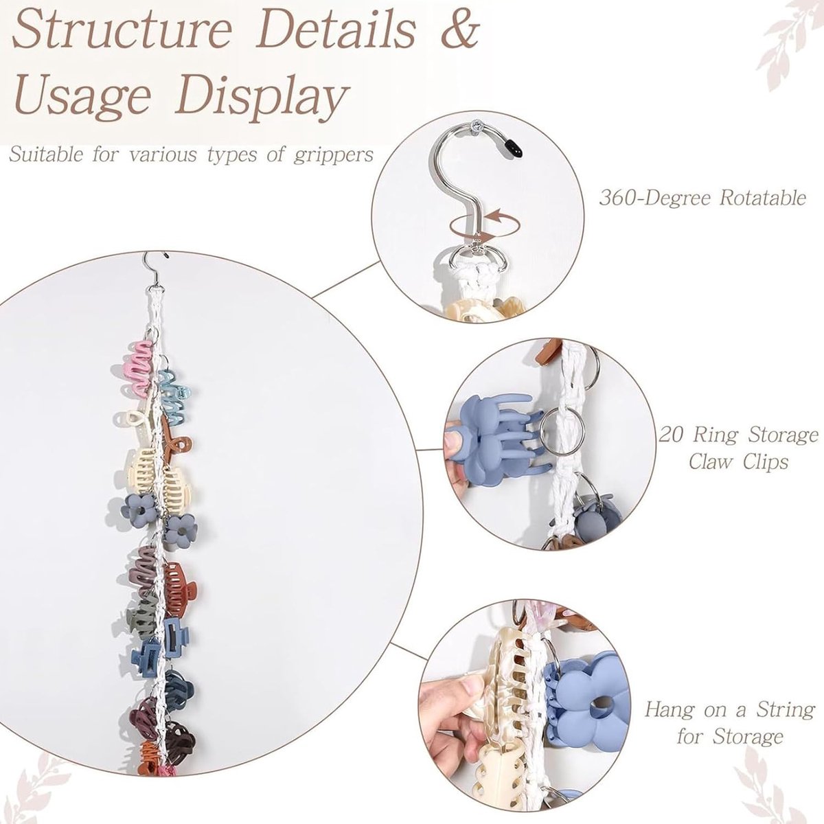 Organizer Display - Haarclip Hanger - Accessoires Opbergen - Draaibare Haak - 3.8 x 2.6 cm