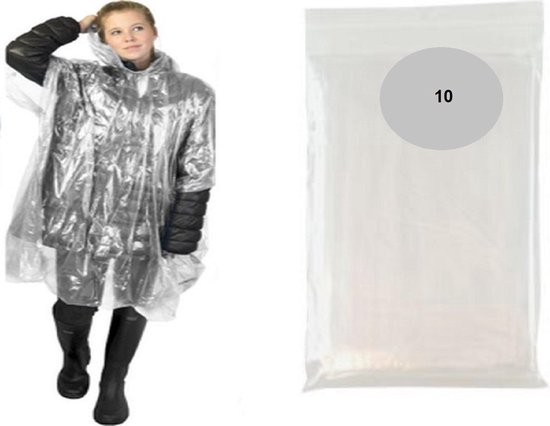 10 wegwerp regenponcho’s transparant – festival – wandelen