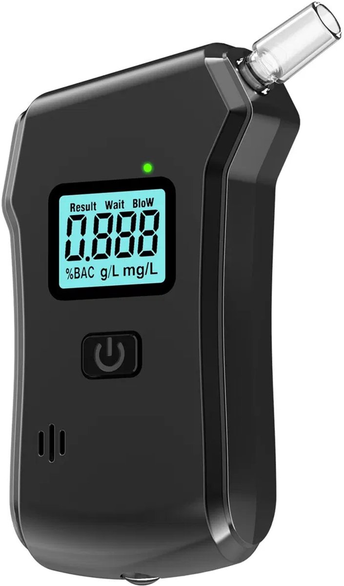 Digitale Alcoholtester – Professionele Ademalcoholmeter – Snelle Blaastest – Inclusief 5 Mondstukken – Compact & Draagbaar – Zwart