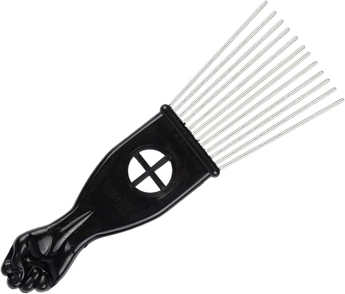 Afro Kam - Krullen Kam - Haar Styling - Metalen Prikkers - 17cm Lengte - Zwart