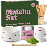 JT Products Matcha Set - Matcha Poeder - Inclusief E-book - Matcha Thee - Matcha Klopper - Matcha Starterkit - Matcha Kom - Matcha Whisk - Matcha Accessoires - Cadeaupakket Vrouwen - Cadeau Vrouw - Geschenkset