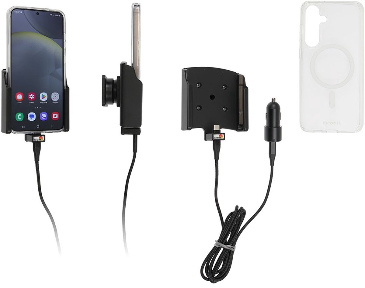 Brodit houder/lader Samsung S24 Plus USB sig.plug -with case